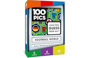 100 PICS Football World Travel Game - Identify 100 National Squads from flags and kits | Flash Cards with Slide Reveal Case | Card Game, Gift, Stocking Filler | Ages 6+