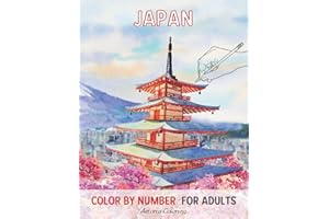Japan Color By Number Coloring Book for Adults: Amazing Single-Sided Pages to Color with Japanese Designs, Castles, Koi Carp Fish, Sakura, Geisha, Samurai and More for Fun & Relaxation