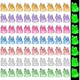 Partideal 70Pcs Mini Resin Luminous Frog,Glow in the Dark Miniature Figurines Frogs, Fairy Garden Miniature Moss Landscape,DIY Craft Accessories for Frog Cake Topper,Home Garden Frog Ornaments