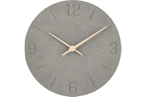 WARMINN Wall Clock 12 Inch Round Battery Operated Silent Non Ticking Large Modern Wooden Kids Gray Vintage Outdoor Decoration Clocks for Kitchen Beddroom Shower Office Decor Garden Living Room