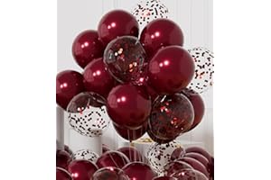 AULE Luftballons Weinrote Dunkelrot Metallic Helium: 42 Stück 12 Zoll Burgunder Konfetti Luftballon Bordeaux Latex Ballons Geburtstagsdeko Deko für Geburtstag Party Hochzeit Valentinstag Graduation