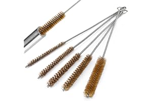 LUMINARYLAIR 5 Pièces Brosses de Nettoyage pour Tubes en Laiton,8/10/12/15/20mm Brosses à en Laiton avec Manche Long, Cylindrique Nettoyage, Goupillon, pour Tuyau Cylindre Chaudière