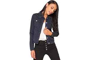 Nina Carter J212 Veste en jean slim pour femme - Veste stretch, colorée, avec col Kent, poches - Pour le printemps, l'été, la mi-saison