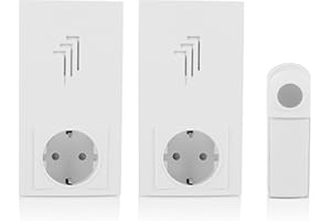 ELRO Kit de sonnette sans fil plug-in Byron DB432E – Pack de 2 – Portée de 50 m – Prises intégrées