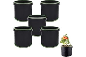 Elepl Pflanzsack 5 Stück 5 Gallonen Vliesstoff Kartoffelsack 20 L Pflanzsäcke mit Griffe Hohe Kapazität Pflanzensack für Tomaten Gemüse Blumen Pflanzen