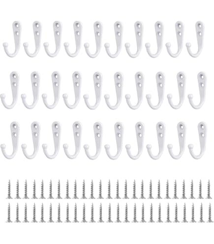 20PCS Wall Mounted Hooks Coat Hooks With 40PCS Screws, Black Retro Door - View #3