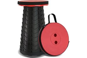 rynli Portable Folding Stool for Adults Lightweight and Durable with Load Capacity of 180KG this Collapsible Telescopic Stool is ideal Camping, Fishing, Hiking, BBQ and Beach (Red)