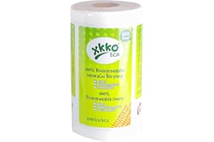 XKKO Eco Windeleinlagen, 100 % biologisch abbaubar, 30 x 19 cm, 2 Rollen mit je 200 Stück