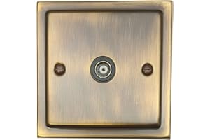 G&H BRASSWARE G&H TAB35B Trimline Plate Antique Bronze 1 Gang TV Coax Socket Point