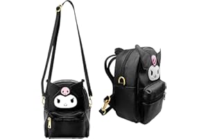 PQKL-party Kuromi Zaino Kawaii Kuromi Zaino pelle PU Accessorio per borse plastica Kuromi, My Melody, Borsa Kuromi, Borsa Sanrio per ragazze con piccola borsa Kuromi carina Kitty Kuromi Nero
