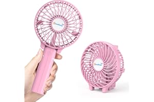 Jonwall Ventilador de Mano USB, Mini Ventilador de Mano Portátil Ventilador de Escritorio Recargable, Ventilador de Escritorio Personal Plegable Para el Hogar Oficina Camping Viajes Rosa
