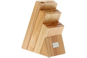 EDEN QUALITY PRODUCTS Bloc à Couteaux Eden pour 6 Couteaux, Pour 6 Couteaux ou 5 Couteaux et un Fusil d'Aiguisage, Bois d'Hévéa, Bloc Livré Sans Couteaux