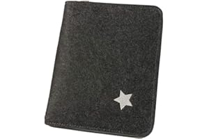 LUXDAG Organiseur Mom's « étoile » avec fermeture éclair pour carnet de maternité et carnet de santé (couleur au choix) | Housse en feutre au format A5 (gris foncé, étoile)