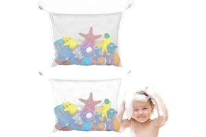 Yeesabella 2 PCS Bath Toy Storage Organiser Mesh Bath Net with 4Pcs Suction Cups for Toys Keep Toys Tidy Dry and Prevents Mold