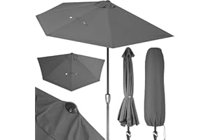 Kingsleeve® Sonnenschirm Halbrund 2,7m Abdeckung UV-Schutz 80+ Balkon Terrasse Halbschirm Terrassenschirm Balkonschirm Halbrundschirm Anthrazit Grau