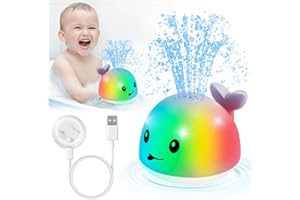 GIGILLI giocattoli da bagno aggiornati, giocattoli da bagno ricaricabili per bambini spruzzo di acqua illuminante 6-12 12-18 mesi, spruzzatore di acqua piscina balena vasca da bagno giocattoli