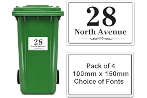 EDSG 4 x Wheelie Bin Stickers, Bin Numbers for Wheelie Bins, Personalised Wheelies Bins Numbers Stickers, Custom Number Stick