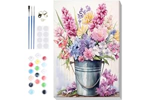 Lxmsja Paint by Numbers Flower for Adults Beginner with Frame, Flowers Painting by Numbers for Adults on Canvas, Diy Acrylic Flowers Painting Kit Art and Crafts Gifts for Home Wall Decor, 8x12inch