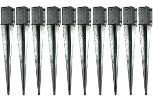 10 x Fence Post Holder 100mm posts Support Drive Down Spike Clamp Grip Galvanised for 100mm x 100mm posts, 750mm spike (4" x 30") Eliza Tinsley Swiftpost, Pack of 10