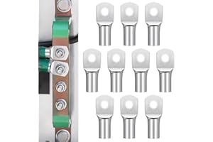 BFBYTAY 10 Piezas Terminales Eléctricos,Terminales Cables Electricosde con Ojal de Cobre Estañado,Terminales Electricos Sin Aislamiento,Terminales Tubular para Cables De Batería(35mm²-M6)