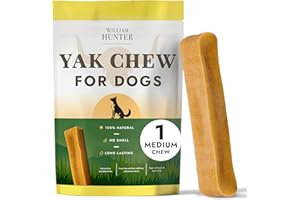William Hunter Yak Chews for Dogs – Himalayan Hard Cheese Dog Treat – Natrual, Long Lasting, Odor Free Chew for Aggressive Chewers – Large Organic Dog Dental Chew (1 Medium Chew)