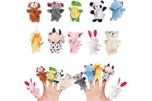 Dinghaole 10 Stück Klein Tierfiguren Fingerpuppen Samt Handpuppen Plüschfiguren Spielzeug Props für Kinder Party Geburtstag Babyparty Geschenk