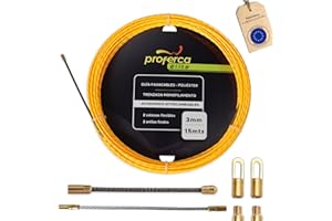 PROFERCA Sonda Passacavi 3mm 15 metri | Sonda Elettricista Professionale | Accessori Intercambiabili | Molla Elettricista | Sonda Fine | Tubi Stretti | sonda passacavi elettrica