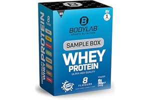 ‎BODYLAB24 Bodylab24 Sample Box Whey Protein 3 (8x30g), 80% Eiweißgehalt, reich an BCAAs, 8 Geschmacksvarianten zum Ausprobieren mit je 1 Portion, perfekt löslich, ideal zur Nutzung nach dem Training