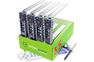 ‎WORKDONE WorkDone 4er Pack - 3,5-Zoll Festplatten-Caddy - Kompatibel für Dell PowerEdge Server - Mit ausführlichem Installationshandbuch - Aufkleber für Vorderseite – Schraubendreher
