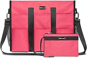TOPDesign Praktische wasserdichte Tragetasche mit 13 Außen- und Innentaschen, Reißverschluss Oben und dickem Stützboden