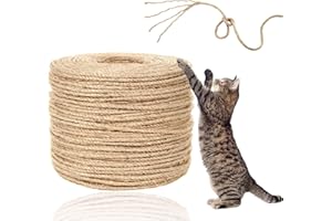 SHENGRUILI Corde de Sisal,6mm X 20m Corde en Sisal Naturelle,Corde de Jardin pour Réparation et Remplacement de Chat Scratch Pilier,Corde Arbre à Chat