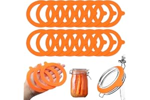 TXXATX 15 Pezzi Guarnizioni Barattoli Vetro 69x95mm Silicone Anelli di Gomma di Ricambio Arancione Anelli per Conserve Impermeabili per Barattoli da Conserva Coperchi per Barattoli a Bocca Larga