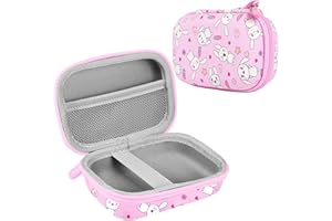 Leayjeen Étui pour Appareil Photo Compact Enfants Compatible avec ASTGMI/Gofunly/ZHUTA/Yokiss/HiMont/Hangrui/MJUM/HOOMOON, Enfant PâQues Anniversaire Cadeaux (étui Uniquement) Lapin Rose
