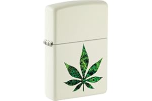 Zippo Sturmfeuerzeug - Modell Cannabis Glow - White mit Color Image, Glow-in-The-Dark Finish - Nachfüllbar - Wiederverwendbar - Windfestes Design - Made in USA