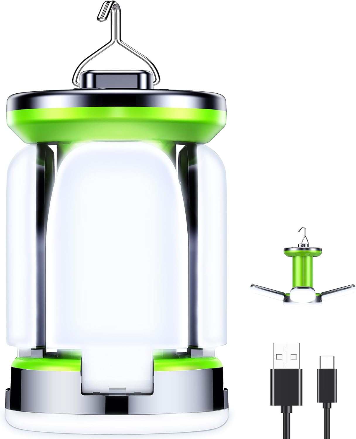 Blukar Lámpara Camping, Linterna de Camping Led Recargable - 7 Modos Lluminación 60 LED Super Brillante Lampara Camping Más de 10 Horas de Duración de La Batería para Camping, Emergencia, Pesca, etc