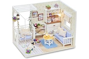 Yinuoday,Kit per casa delle bambole in miniatura con mobili, a prova di polvere e movimento musicale, kit fai da te per adulti e ragazzi