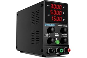 JESVERTY Alimentation DC Variable, 30V 5A Régulable à Commutation Réglable DC Banc Alimentation Linéaire avec Affichage LED à 4 Chiffres de Haute Précision, Port USB 5V/2A, Réglages Grossiers et Fins