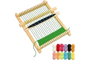 GYTFOG Wooden Weaving Loom Kit for Kids, Weaving Kit with 12 Coloured Yarns, Weaving Kit for Beginners, Large Frame Multi-Craft Lap Hand, Educational Toy for Creative Projects, Suitable for Beginner & Kids