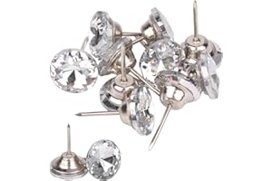 WedDecor 50 chiodi da tappezzeria con testa di cristallo, puntine decorative per divano, letto, testiera, mobili, decorazioni fai da te, 25 mm, argento