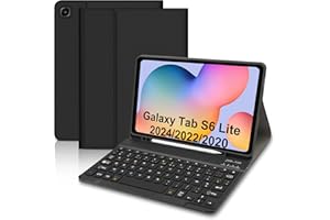 Hofsos Coque Clavier pour Samsung Tab S6 Lite 10,4" 2024/2022/2020, Étui Français Magnétique Keyboard avec Porte Crayon, AZERTY Layout pour Galaxy Tab S6 Lite, Noir