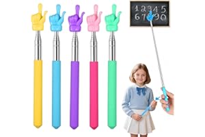 HXLJHALG 6Pcs Teacher Pointer Stick, Telescopic Pointer Finger Extendable Hand Finger Pointer for Elementary School Kindergarten Teacher Supplies Teacher's Day Gift, Extends to 22 In (Singer Finger)