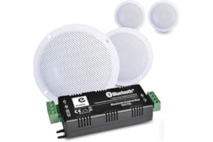 EAUDIO E-Audio B300A Kitchen and Bathroom Ceiling Speakers Wireless Bluetooth Amplifier Home Audio (Set of Four)