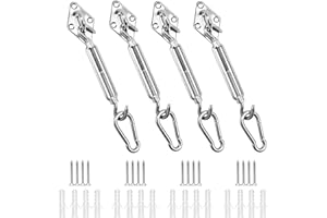 SanGlory Kit de Fixation Voile d'ombrage Triangulaire, Carré et Rectangle Acier Inoxydable 304 Kit Accessoires de Fixation pour Toile d'ombrage, Kit de Montage pour Voile Solaire d'ombrage (12pcs Set)