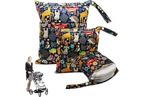 HBSFBH Wet Bag Pannolini Lavabili, 3Pcs Borsa per Pannolini, Neonato Sacchetto del Pannolino, Impermeabile Riutilizzabile Organizzatore Trucchi, Sacchetto del Pannolino Lavabile con Zip, Viaggi Spiaggia