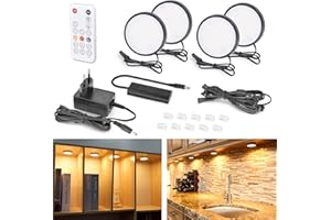 ‎WOBANE WOBANE LED Unterbauleuchte Küche,4er Schrankleuchten LED Dimmbar,Heller LED Vitrinenbeleuchtung mit Fernbedienung,Warmweiß LED küchenbeleuchtung für Küche,Schrank,Regale,2700K,112 LEDs,Timing,Schwarz