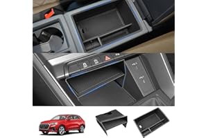 SHAOHAO Set organizer 2 in 1 compatibile con Audi Q3 F3 MK2 2019 2020 2021 2022 2023 2024 (1 organizer per braccioli + 1 organizer per console centrale) Audi Q3 accessori