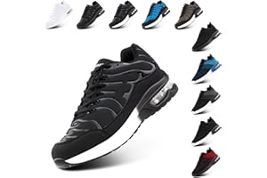 Hitmars Baskets Homme Femme Chaussures de Sport Running Coussin d'air Sneakers Légères Chaussures de Marche Course Respirantes Fitness Jogging Outdoor Gym Noir EU 36-48