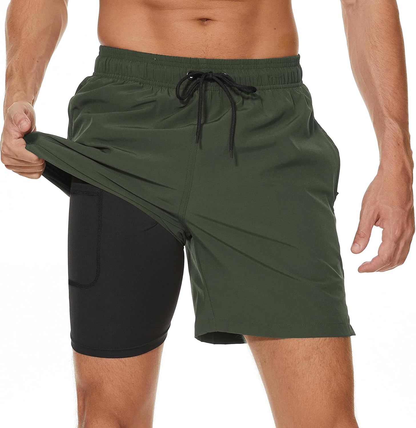 Kfnire Bañador Hombre con Forro Compresión y Bolsillos, Shorts de Baño para Natación Secado Rápido Hidrófugo Banador para Hombre