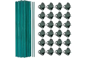 LIFREER Lot de 100 bâtons de support pour plantes de 30,5 cm en bambou vert avec 100 clips de jardin pour fleurs et jardin