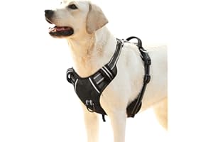 HEELE Arnés para Perro Arnes Antitirones para Perros Chaleco Reflectante Ajustable para Perros Arnés para Perro con Múltiples Utilidades Arnés Suave Acolchado para Perros Arnés Perro Grande, Negro, L